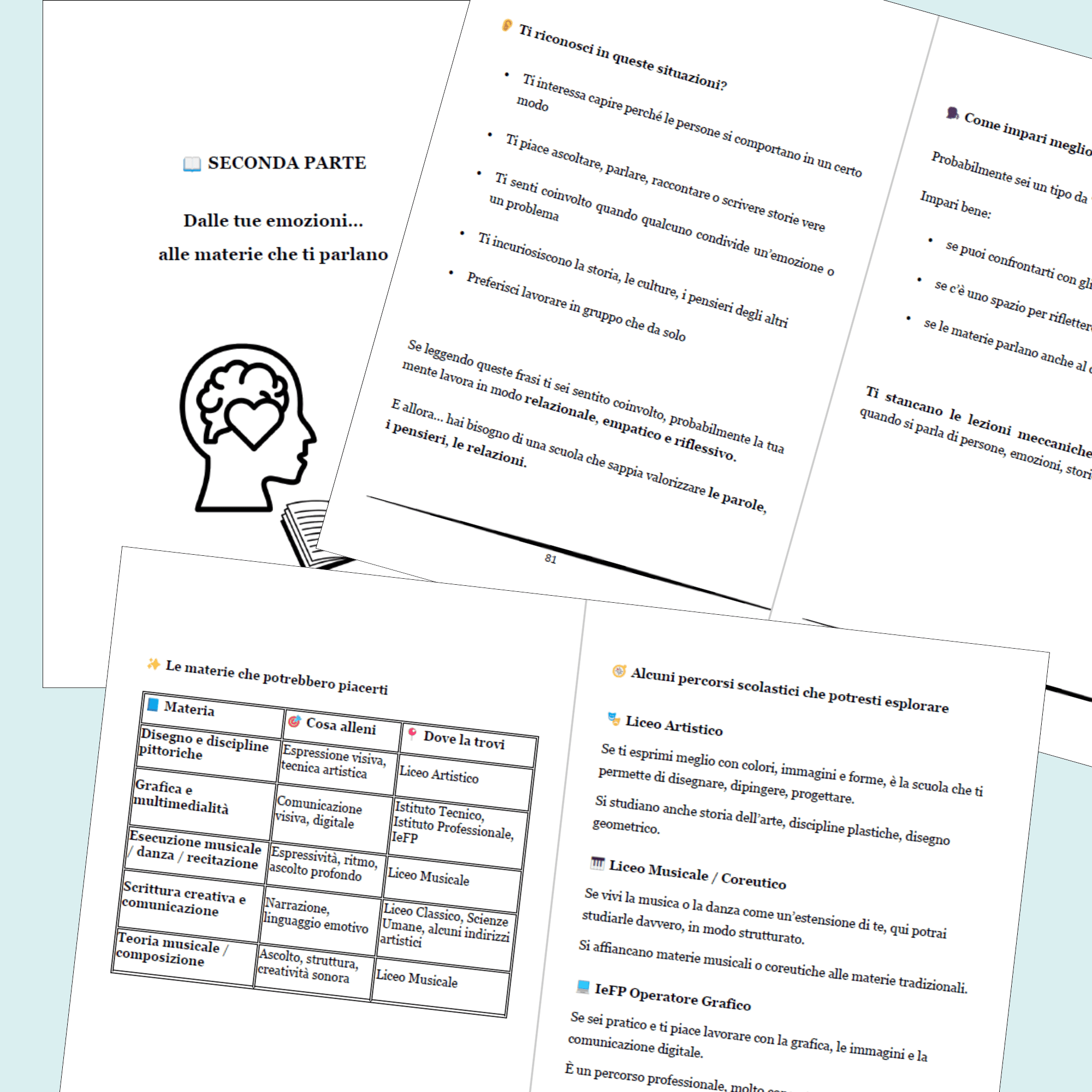 Emozioni, materie e scuole superiori Dalle emozioni alle materie scolastiche che ti piacciono
